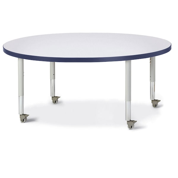 Jonti-Craft Berries Round Activity Table, 48 in. Diameter, Mobile, Freckled Gray/Navy/Gray 6433JCM112 - main